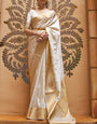 Mesmeric White Kanjivaram Silk Saree With Amiable Blouse Piece