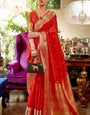 Opulent Red Kanjivaram Silk Saree With Confounding Blouse Piece