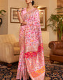 Marvellous Pink Pashmina saree With Posh Blouse Piece