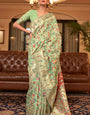 Trendy Pista Pashmina saree With Glamorous Blouse Piece