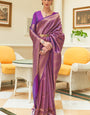 Glowing Purple Kanjivaram Silk Saree With Nemesis Blouse Piece