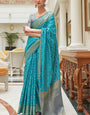 Lagniappe Firozi Soft Patola Silk Saree with A glam Blouse Piece