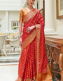 Gossamer Red Soft Patola Silk Saree with Stunner Blouse Piece