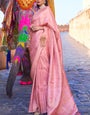 Outstanding Pink Kanjivaram Silk Saree with Lassitude Blouse Piece