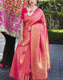 Lassitude Dark Pink Kanjivaram Silk Saree With A dreamy Blouse Piece