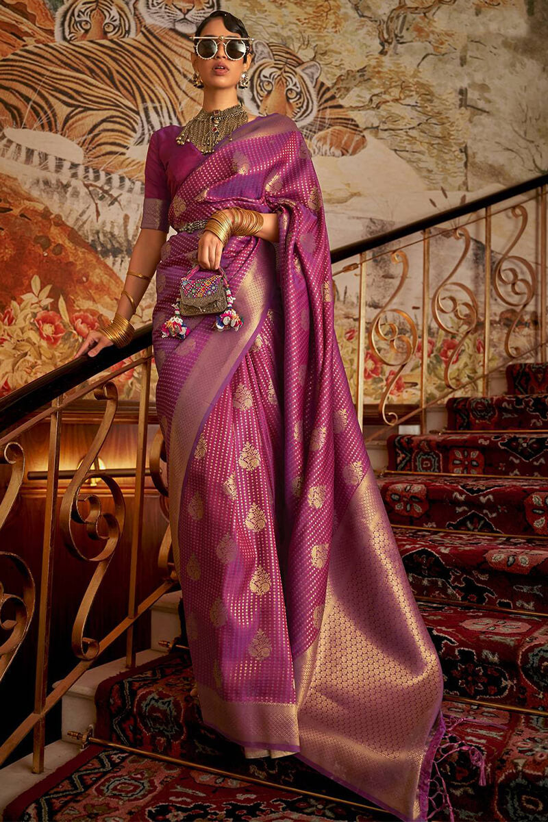 Invaluable Purple Kanjivaram Silk Saree with Lissome Blouse Piece