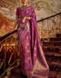 Invaluable Purple Kanjivaram Silk Saree with Lissome Blouse Piece