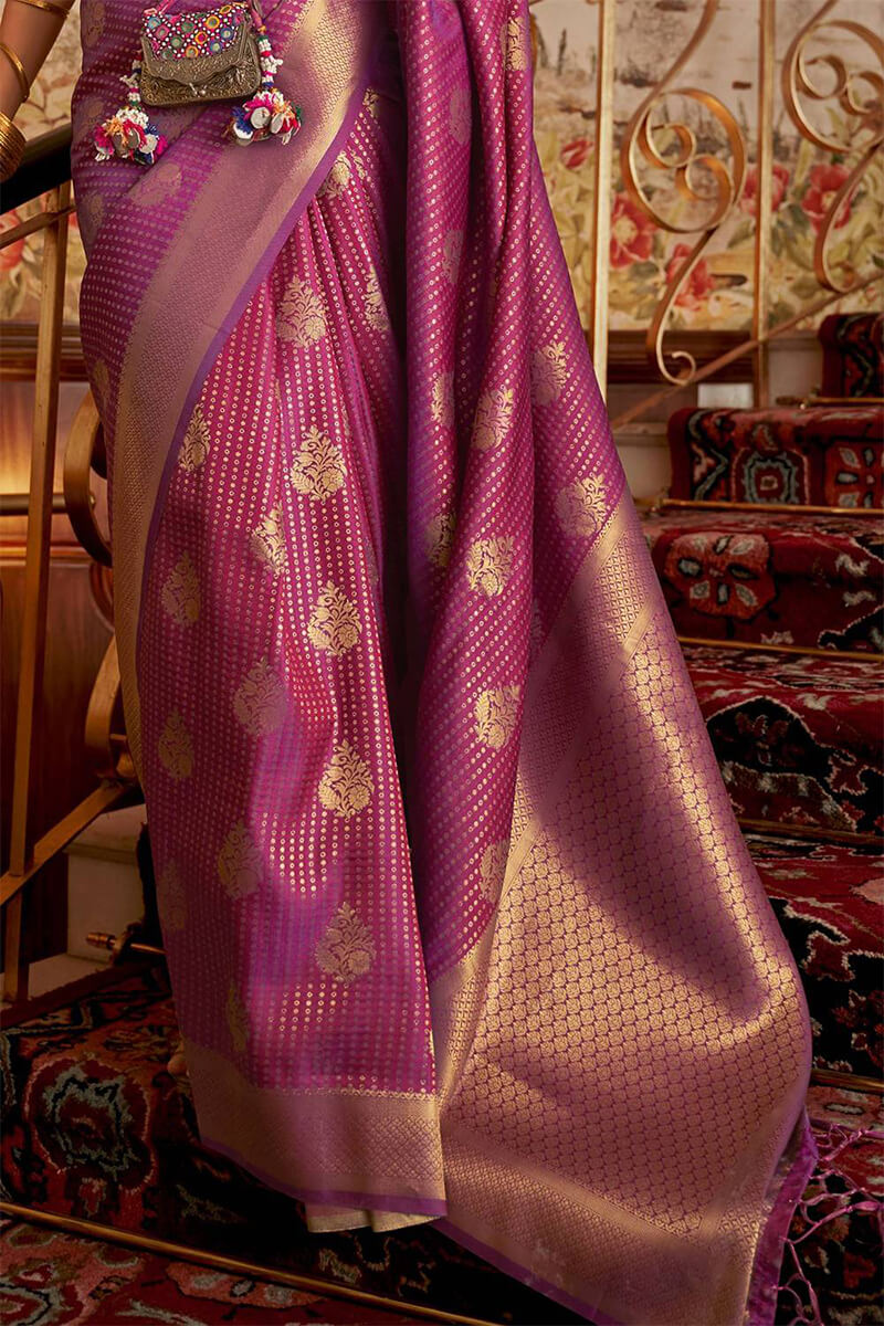 Invaluable Purple Kanjivaram Silk Saree with Lissome Blouse Piece