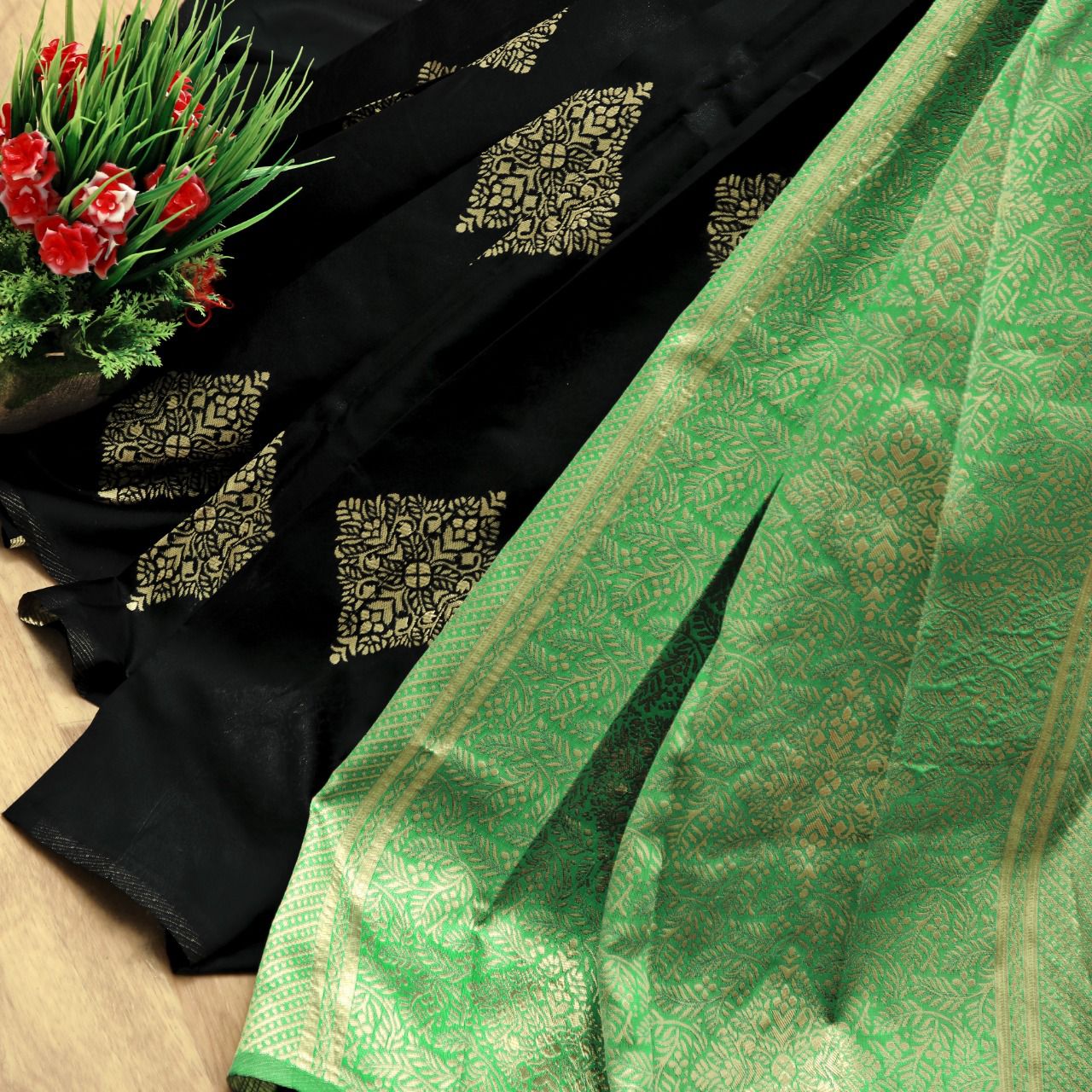 Rhapsody Black Soft Silk Saree With Transcendent Blouse Piece