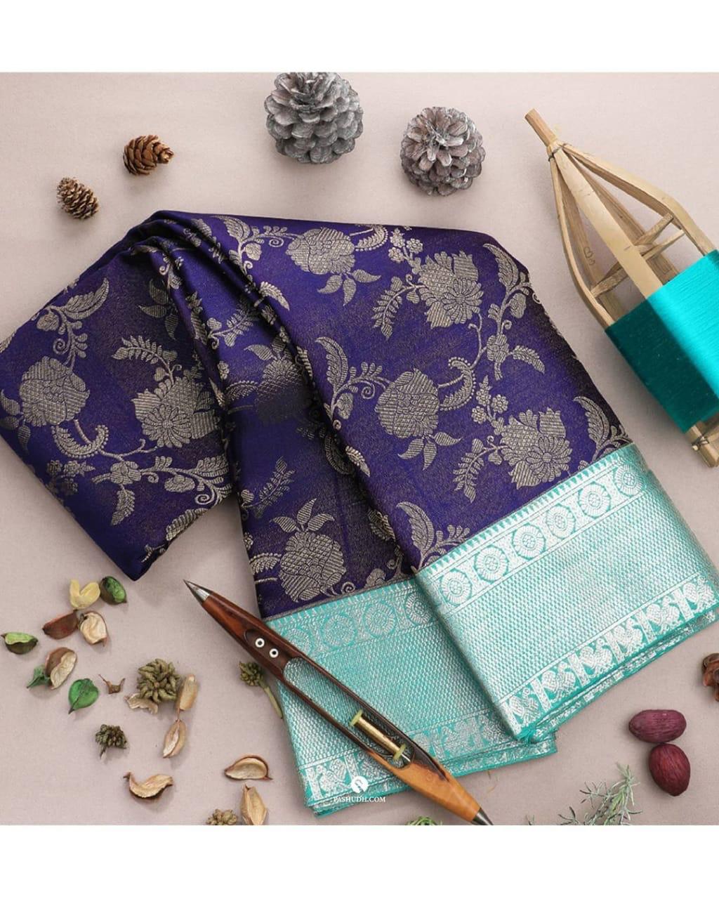 Unique Blue Soft Silk Saree With Prodigal Blouse Piece