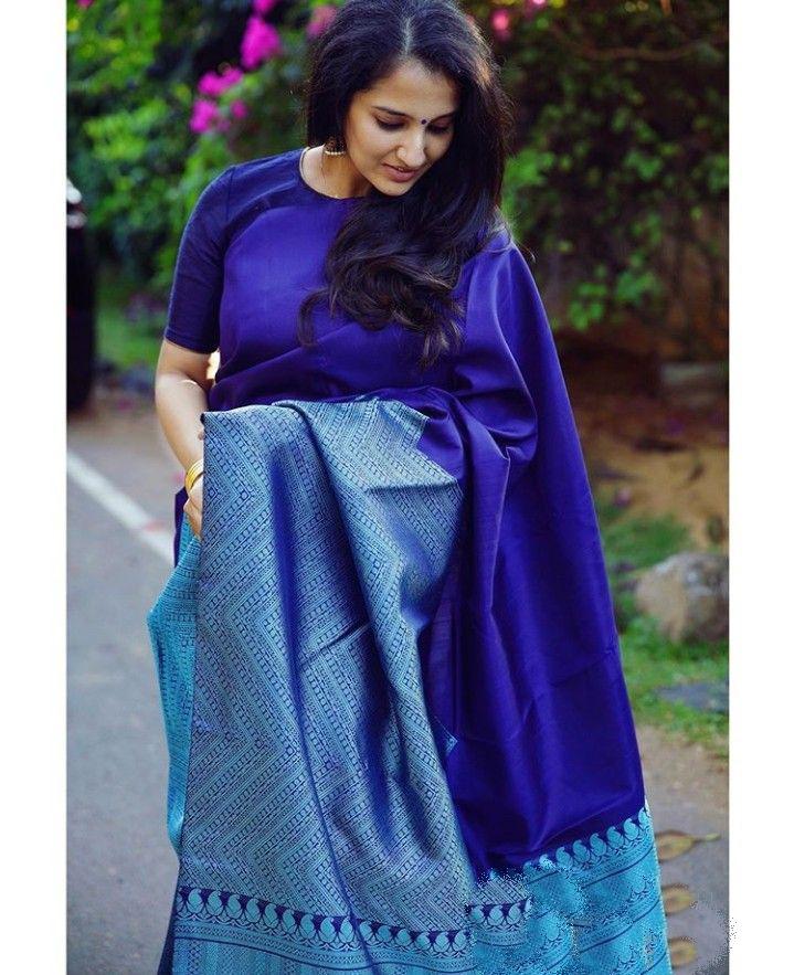 Desiring Blue Soft Silk Saree With Supernal Blouse Piece