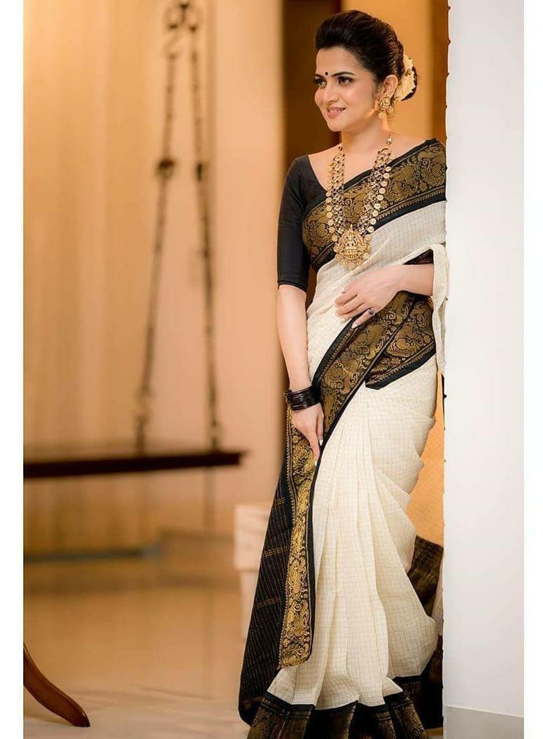 Most Stunning Off White Soft Banarasi Silk Saree With Mellifluous Blouse Piece