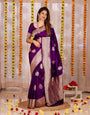 Invaluable Purple Soft Banarasi Silk Saree With Most Flattering Blouse Piece
