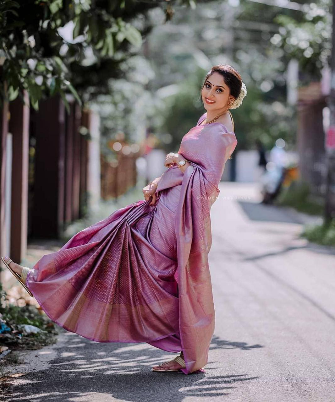 Enigmatic Pink Soft Silk Saree With Fantabulous Blouse Piece