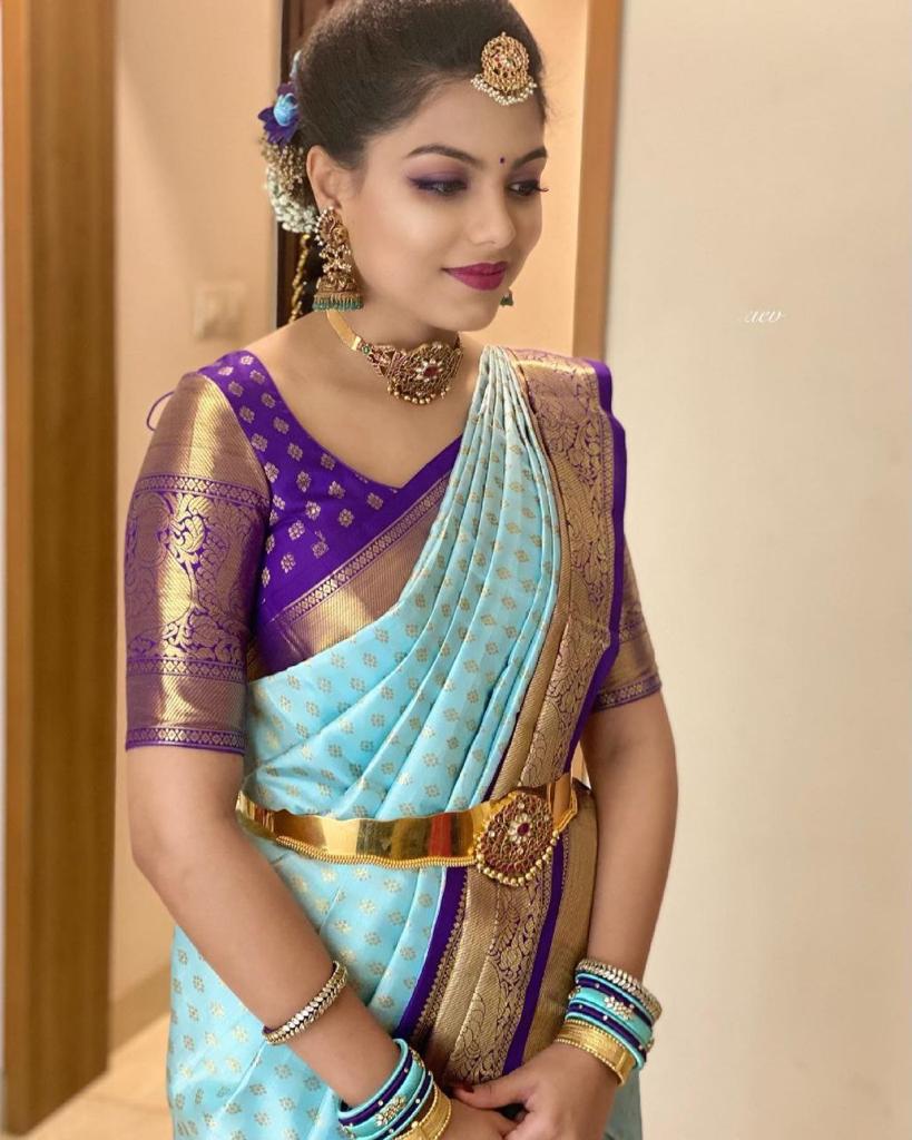 Staggering Firozi Soft Banarasi Silk Saree With Prominent Blouse Piece
