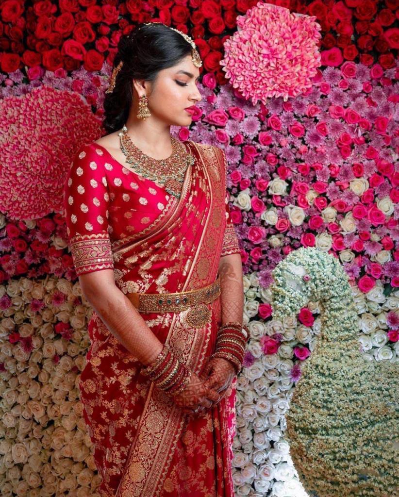 Ratatouille Red Soft Banarasi Silk Saree With Exceptional Blouse Piece