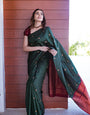 Amazing Dark Green Soft Silk Saree With Jazzy Blouse Piece