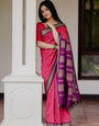 Elaborate Pink Soft Banarasi Silk Saree With Demanding Blouse Piece