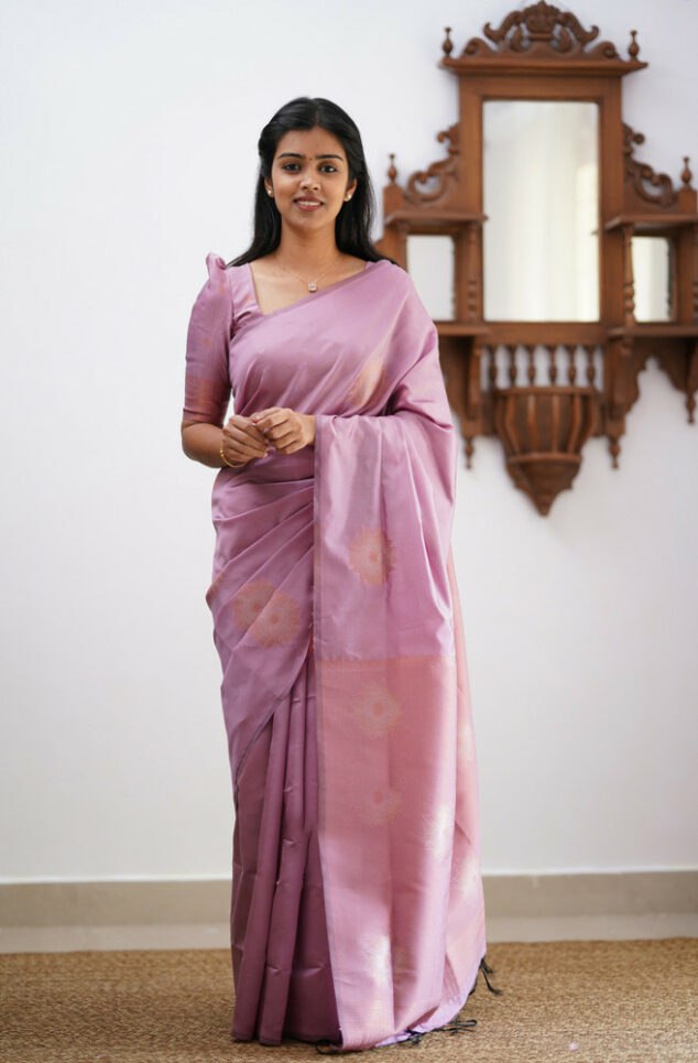 Enamoring Baby Pink Soft Silk Saree With Designer Blouse Piece