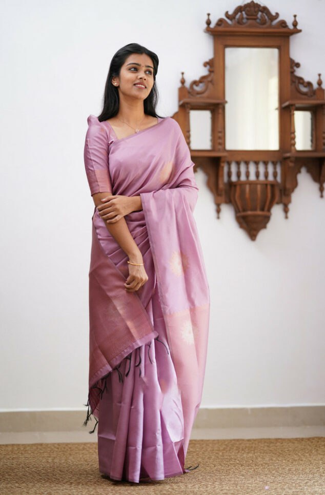 Enamoring Baby Pink Soft Silk Saree With Designer Blouse Piece