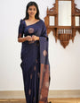 Allure Navy Blue Soft Silk Saree With Impressive Blouse Piece