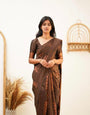 Prodigal Brown Soft Silk Saree With Serendipity Blouse Piece