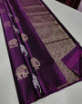 Splendiferous Purple Soft Silk Saree With Petrichor Blouse Piece