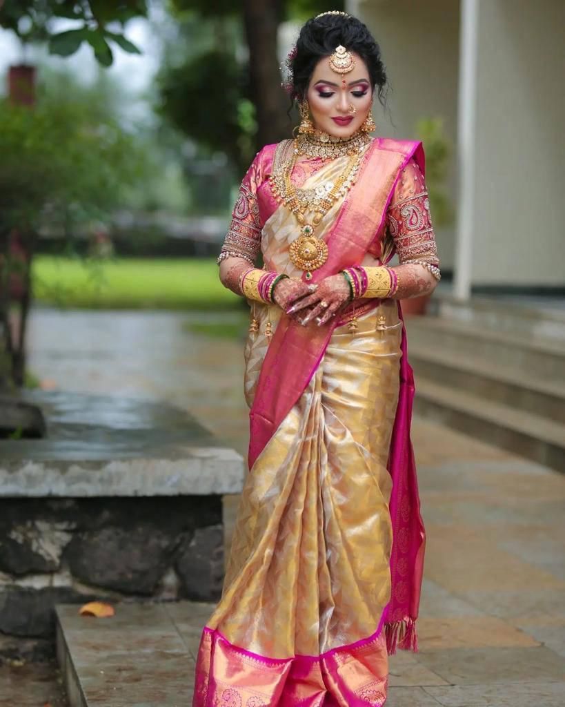 Sophisticated Beige Soft Silk Saree With Angelic Blouse Piece