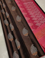 Capricious Brown Soft Silk Saree With Easy on the eyes Blouse Piece