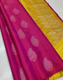 Unique Dark Pink Soft Silk Saree With Ephemeral Blouse Piece