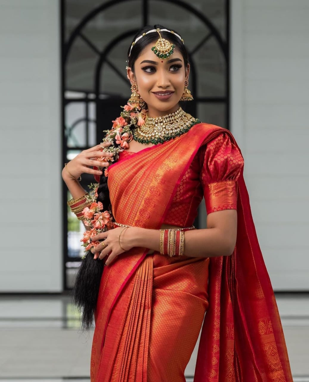 Incredible Red Soft Silk Saree with Quintessential Blouse Piece