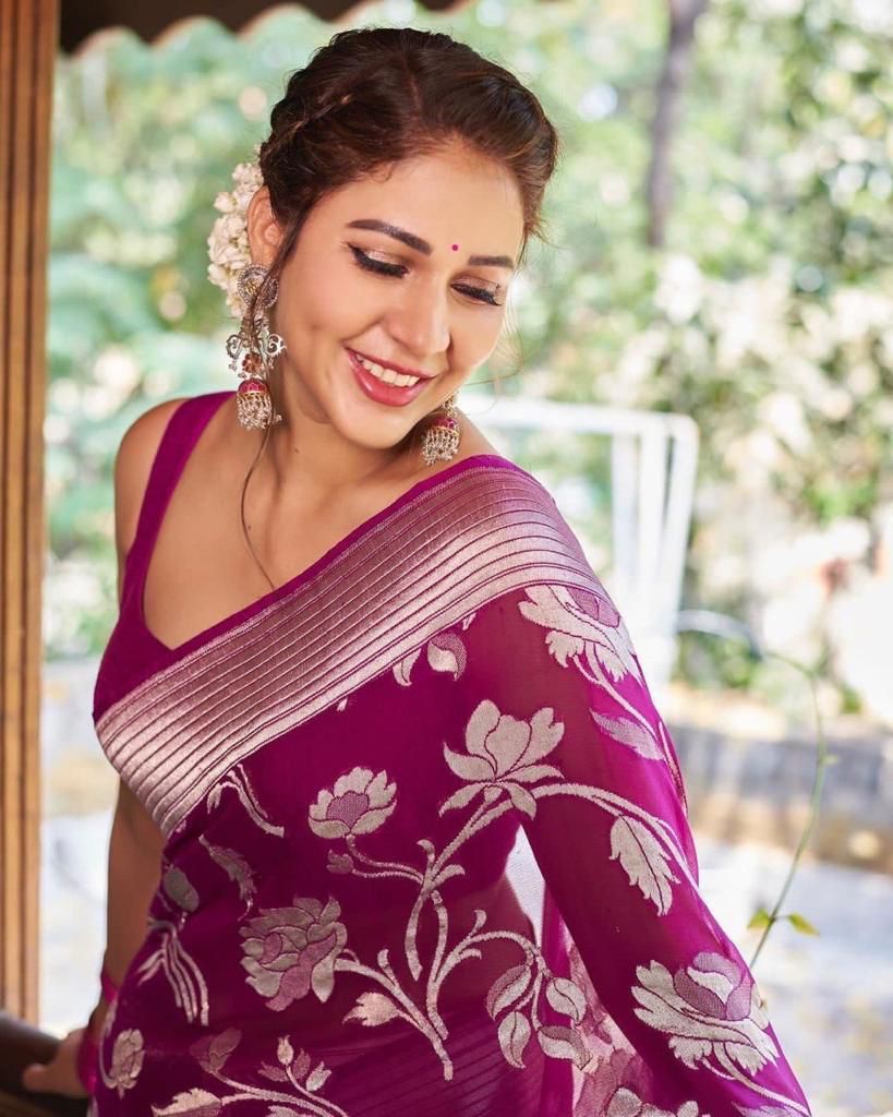 Susurrous Purple Soft Silk Saree With Scintilla Blouse Piece
