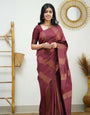 Ratatouille Maroon Soft Silk Saree With Serendipity Blouse Piece
