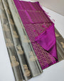 Fugacious Grey Soft Silk Saree With Delectable Blouse Piece