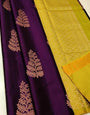 Evanescent Dark Purple Soft Silk Saree With Lustrous Blouse Piece