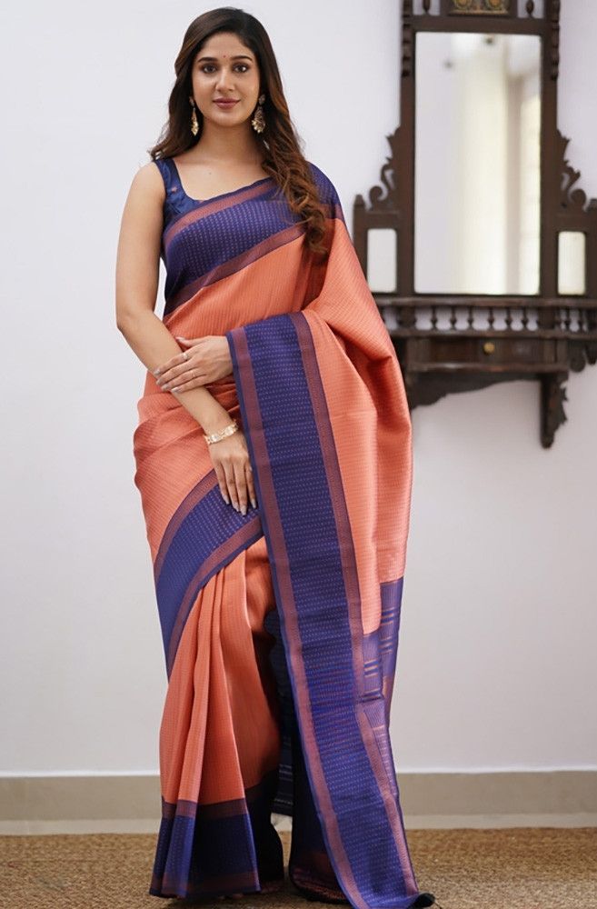 Demesne Pink Soft Silk Saree With Luminous Blouse Piece