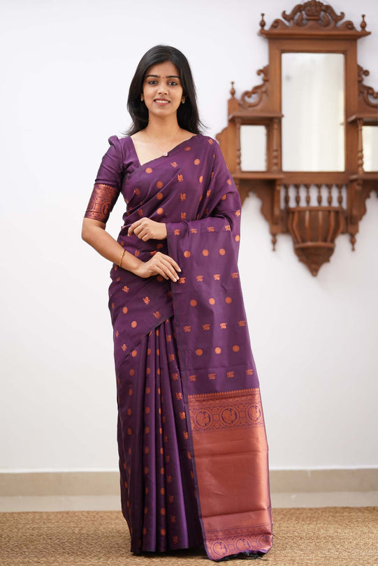 Super classy Purple Soft Silk Saree With Splendiferous Blouse Piece