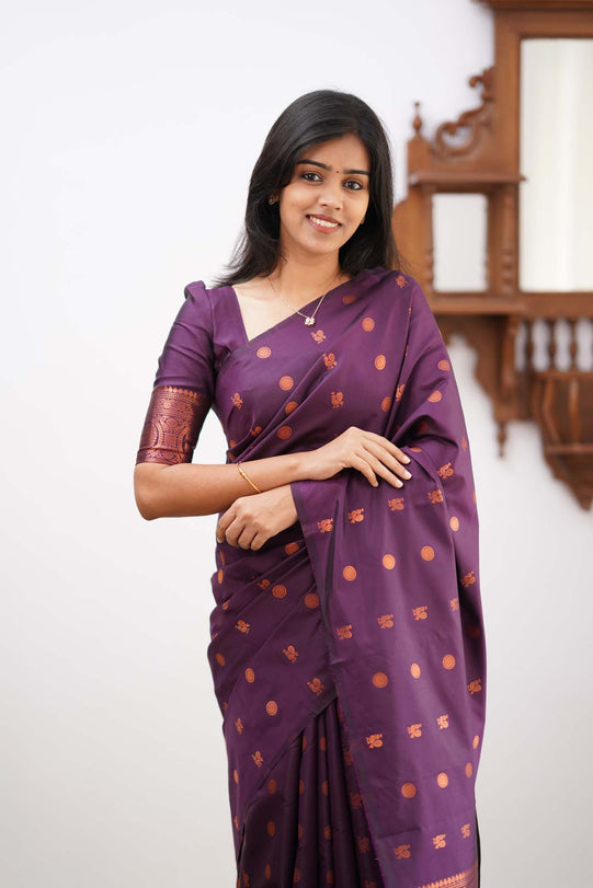 Super classy Purple Soft Silk Saree With Splendiferous Blouse Piece