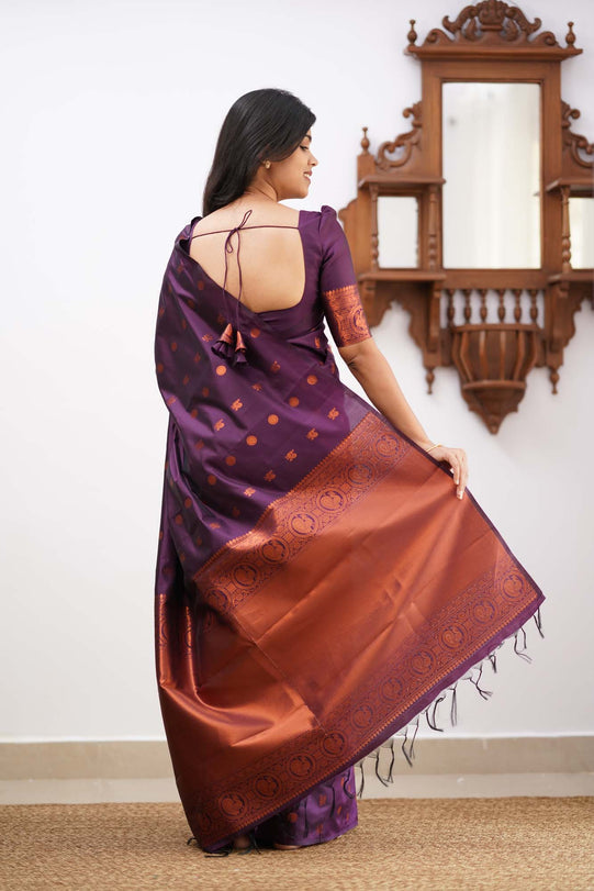 Super classy Purple Soft Silk Saree With Splendiferous Blouse Piece