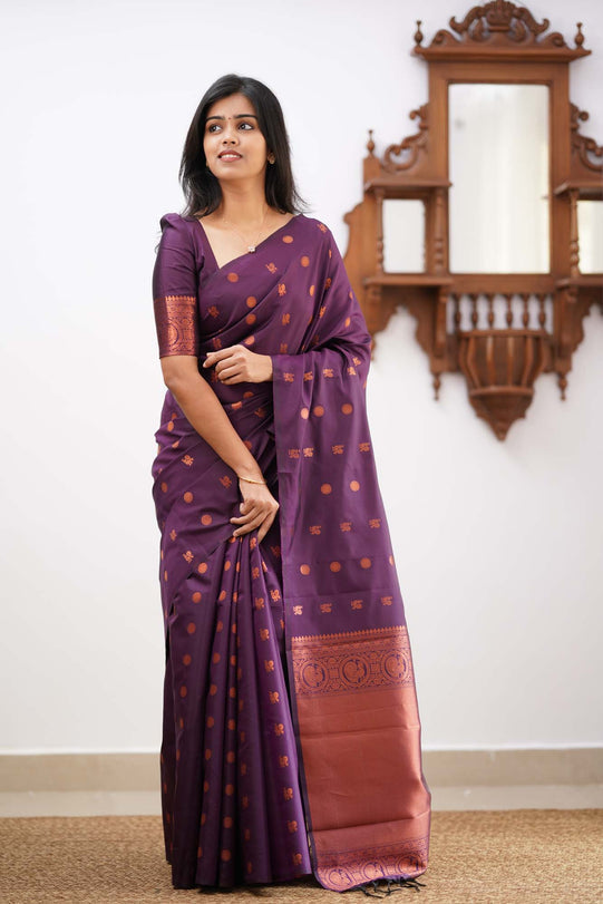 Super classy Purple Soft Silk Saree With Splendiferous Blouse Piece