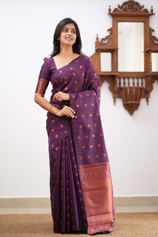 Super classy Purple Soft Silk Saree With Splendiferous Blouse Piece