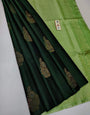 An insanely Dark Green Soft Silk Saree With Ravishing Blouse Piece