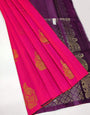 Most Flattering Dark Pink Soft Silk Saree With Seraphic Blouse Piece