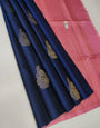 Entrancing Navy Blue Soft Silk Saree With Ineffable Blouse Piece