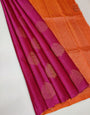 Amazing Dark Pink Soft Silk Saree With Verdant Blouse Piece