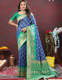 Eloquence Blue Patola Silk Saree with Rhapsodic Blouse Piece