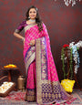 Fancifull Dark Pink Patola Silk Saree with Quixotic Blouse Piece