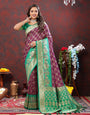 Effervescent Wine Patola Silk Saree with Quixotic Blouse Piece