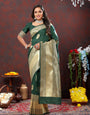 Ratatouille Dark Green Soft Banarasi Silk Saree With Admirable Blouse Piece