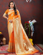 Flamboyant Orange Soft Banarasi Silk Saree With Radiant Blouse Piece